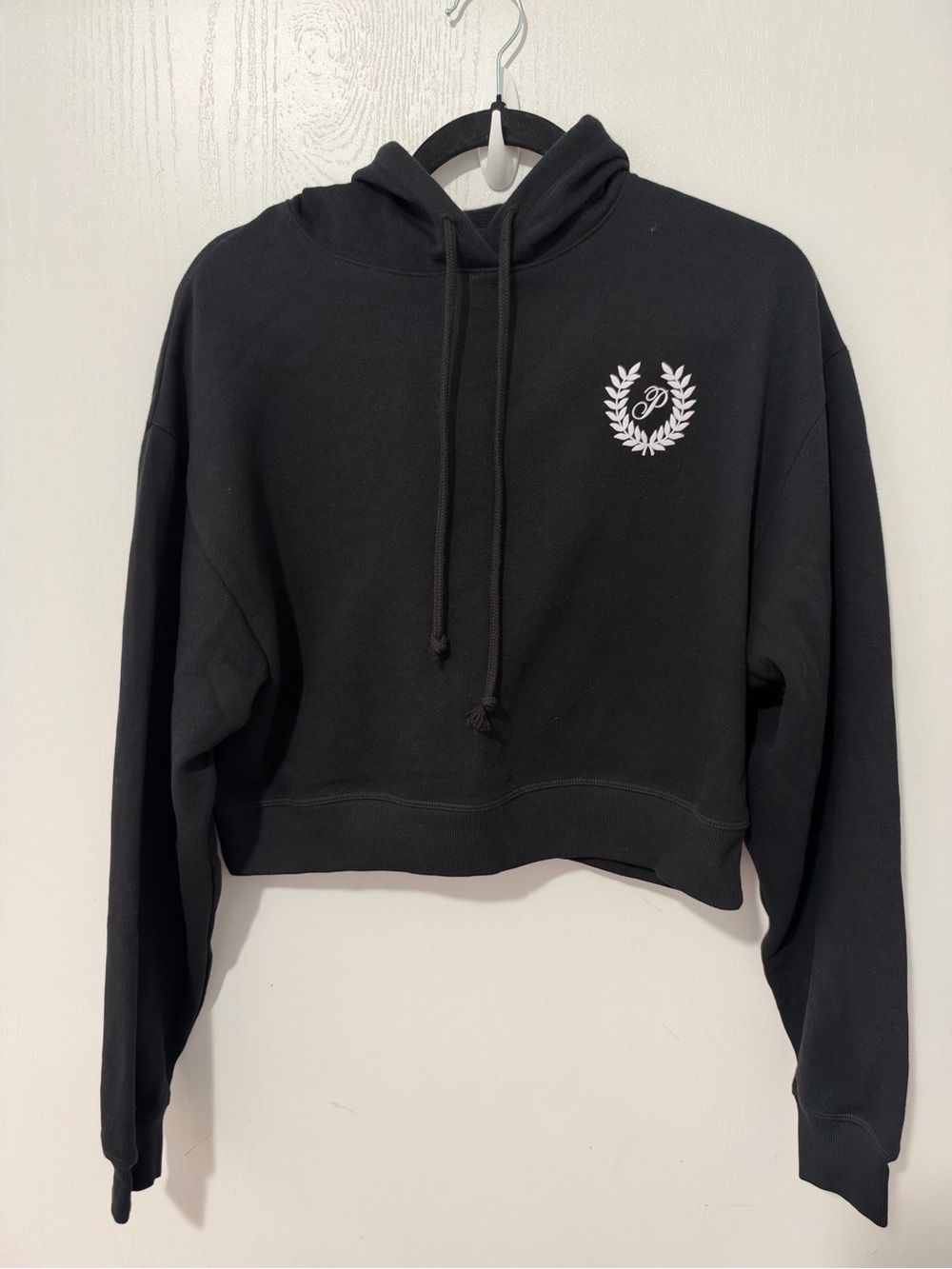 PINK Victoria's Secret Black Cropped Hoodie Sweatshirt